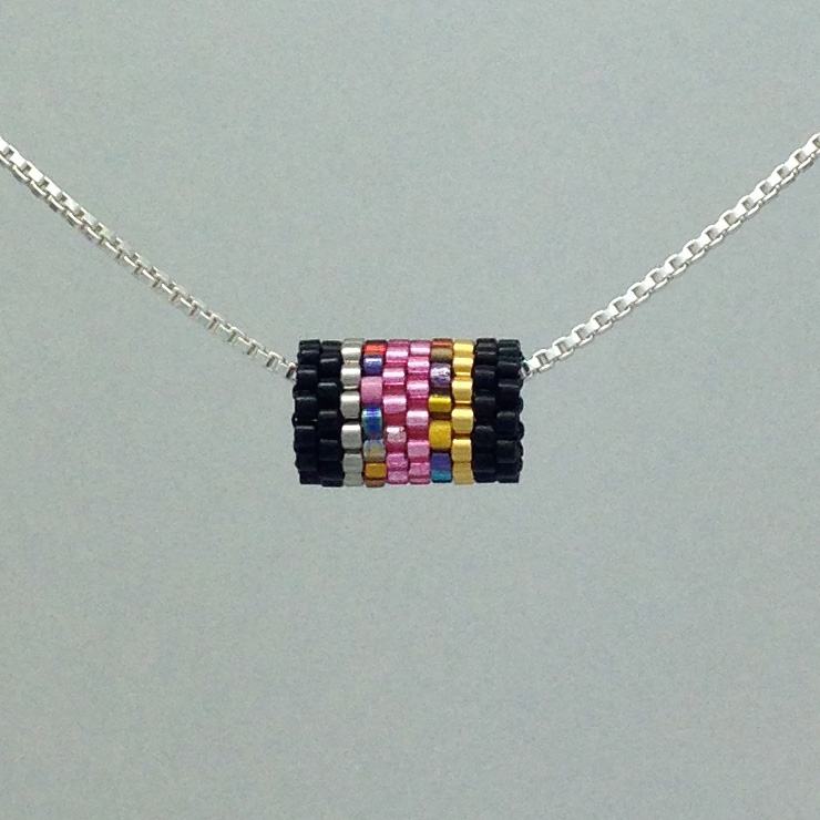 Black, Light Pink Bead